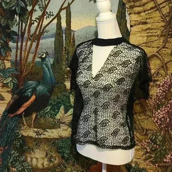 Cleo Womens Coverlet Black Polyester Mesh Top Size Small - Picture 1 of 4